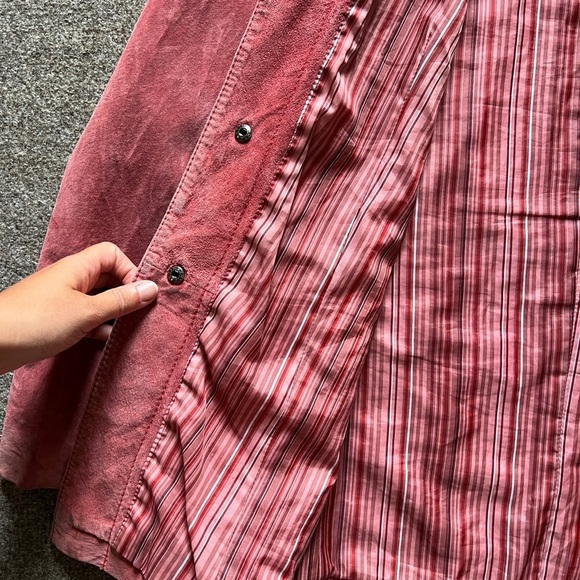 Bernardo Women's XL Pink Suede Genuine Leather Jacket Coat With Removable Collar - Picture 11 of 16